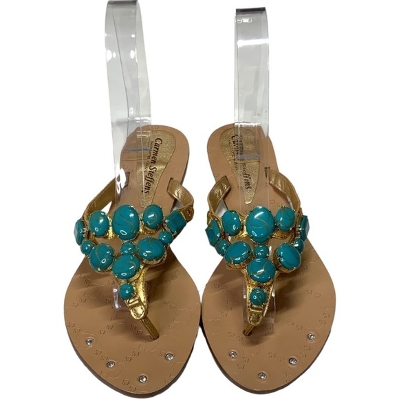 CARMEN STEFFENS Vt Dourado Womens Slide Thong Flat Sandals size 5 MADE IN BRAZIL - Picture 3 of 7